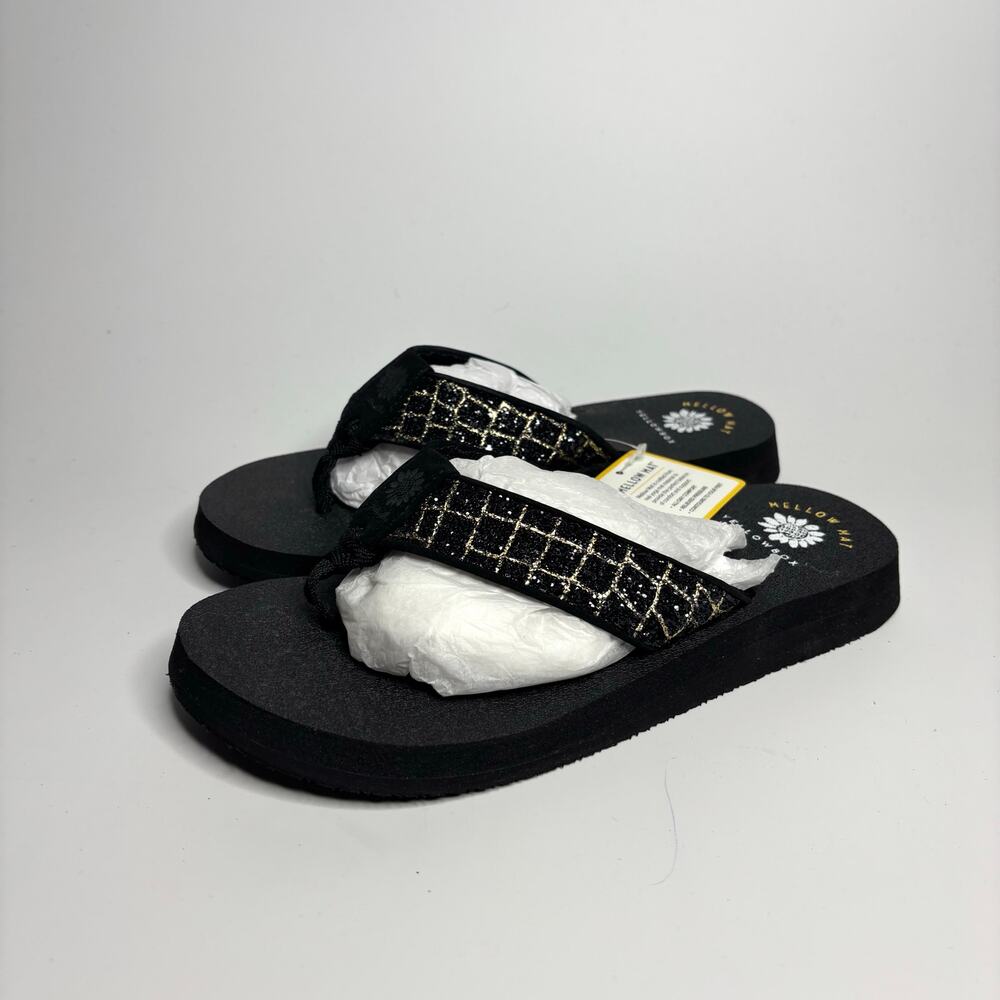Yellow Box Nancy Mellow Mat Thong Flip Flop Sandals in Black
